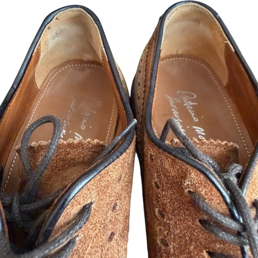 Antonio Maurizi Italian Suede Wingtip Brogue Oxford Dress Shoes US 9